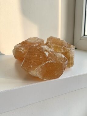 Raw Honey Calcite Crystal Trio - Warm Amber Stones